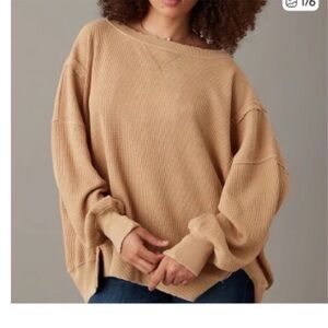 AMERICAN EAGLE BIG HUG CREWNECK WAFFLE SWEATSHIRT